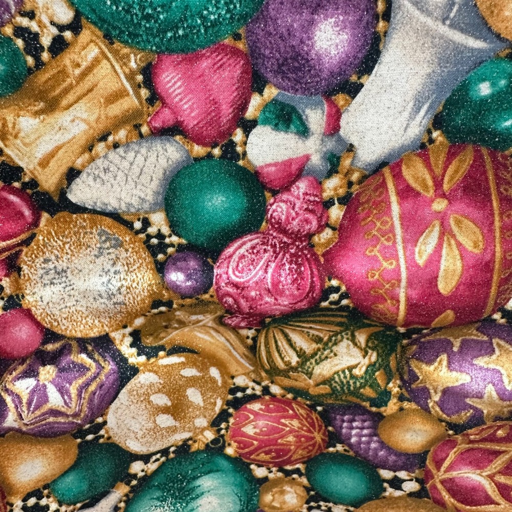 Handmade Christmas Ornament Print Tabard Apron Pink Ribbon Side Ties Lined‎ - Picture 6 of 10